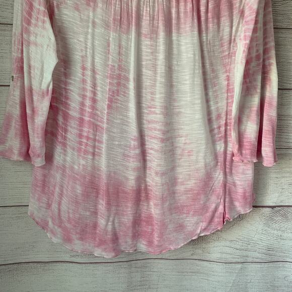 Vintage American Blues Pink Tie Dye Embroidered Button Up Shirt Size M Boho - Picture 8 of 16